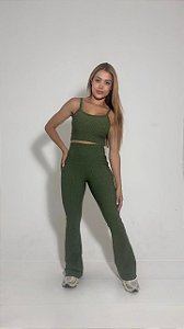 Flare Jacquard Lux - Coleção Animal Print - Cor Chive