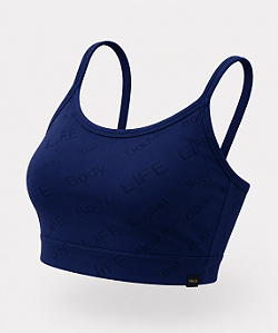 Top cropped, tecido Jacquard Lux Personalizado cor Azul Marinho