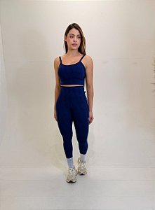Legging, tecido Jacquard Lux Personalizado cor Azul Marinho