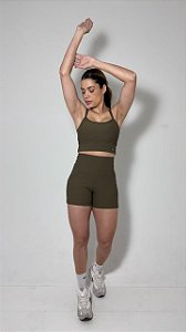 Conjunto Fitness Linha Paris Top + Shorts – Marrom Expresso