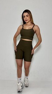 Shorts Fitness Linha Paris com Bolso – Marrom Expresso
