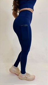 Legging Fitness com Bolso Linha Duplex – Azul Marinho