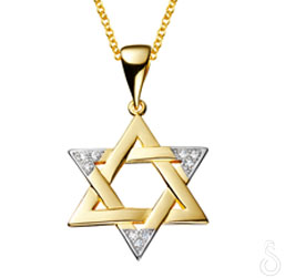 Pingente de Estrela de Davi cravejado com zircônia dourado (1259)