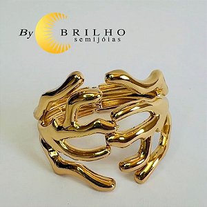 Bracelete Algas no metal liso dourado(13569)