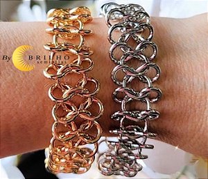 Pulseira de elos entrelaçados dourada - 20cm (4434)