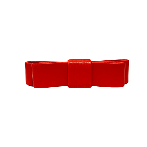 Presilha Olivia com Laço Chanel Duplo Vermelho em Couro