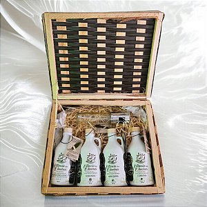 Cesta com 4 Azeites Extra Virgem Estância das Oliveiras Premiados
