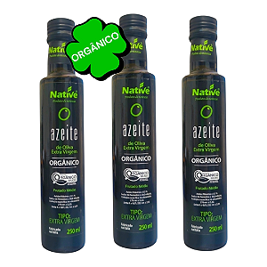 3 Azeites Orgânico Extra Virgem Native 250ml. Ac. Máx. 0,3%