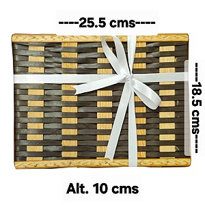 Cesta artesanal para presente até 2 garrafas com palha e fita de Cetim