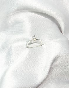 Anel Solitário Pedra em Prata 925