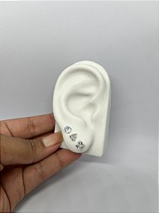 Trio de brincos zircônia