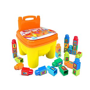 Cadeira Infantil Bloco De Montar Educativo 26 Peças MK416