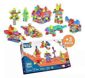 Brinquedo Encaixe Blocos Montar Infantil 220 Peças Dismat