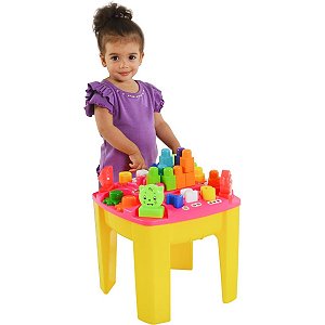 Mesa de Atividades Didática Infantil Rosa Blocolândia Dismat