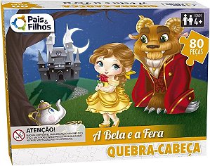 Quebra Cabeça 80 Peças Bela E A Fera Pais e Filhos Infantil