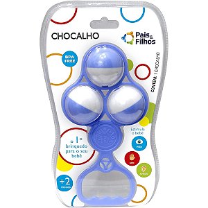 Chocalho Primeiro Brinquedo Bolinhas Azul Pais E Filhos