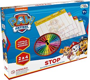 Jogo Stop Patrulha Canina Infantil Cartelas Reutilizáveis