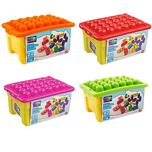 Blocos De Montar Blocolândia 22 Peças Colorido Dismat Mk165
