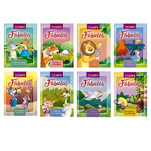 Kit 8 Minilivros de Fabulas clássicas - A Cigarra, Gormiga, Rato do Campo e da Cidade e outras