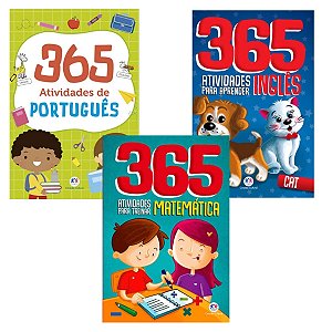 Kit Livro 365 Atividades Matemática + Português + Inglês| Apoio Reforço Escolar