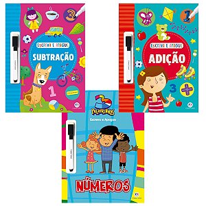 Kit 3 Livros para Aprender Matematica Escreva e Apague