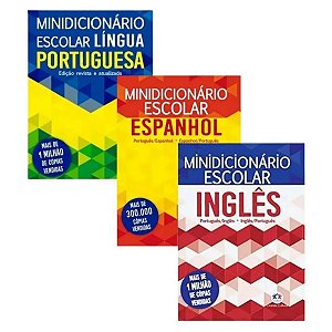 Kit 3 Minidicionário Escolar Português + Inglês + Espanhol