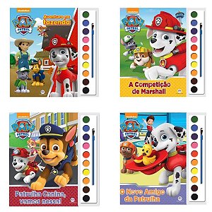 Kit 4 Livros para Pintar com Aquarela da Patrulha Canina