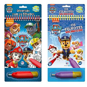 Kit 2 Aquabook Patrulha Canina - Diversão com Filhotes e Os Filhotes Salvam