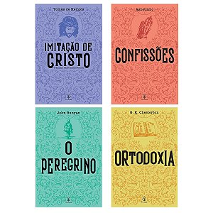 Kit 4 Livros Literatura Crista - O Peregrino, Imitação de Cristo, Ortodoxia e Confissões