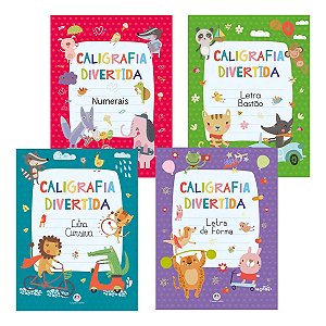 Kit 4 Livros Caligrafia Divertida - Numerais, Letra Bastão, de Forma e Cursiva