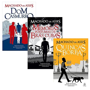 Kit 3 Livros Machado de Assis - Dom Casmurro, Memorias Postumas de Bras Cubas e Quincas Borba