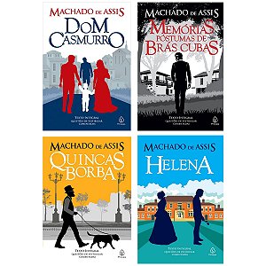 Kit 4 Livros Machado de Assis - Dom Casmurro, Memorias Postumas de Bras Cubas, Quincas Borba, Helena