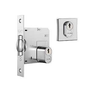 Fechadura Stam Trinco Rolete Classic 1005 Externa Roseta Quadrada Cromada Cilindro  85mm
