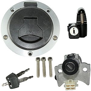 Kit conjunto travas chave ignição NXR160 Bros 2016 a 2017 contato tampa do tanque trava do capacete 3 peças