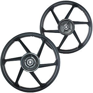 Par de rodas de alumínio liga leve freio a tambor CG125 Fan 2009 a 2018 com rolamentos