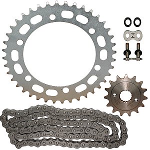 Kit relação transmissão tração NX400 Falcon 1999 a 2015 com retentor