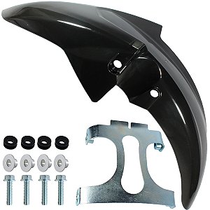 Paralama dianteiro CG125 Fan CG150 Fan Titan Start CG160 Fan Titan Start 2014 em diante preto com parafusos e suporte