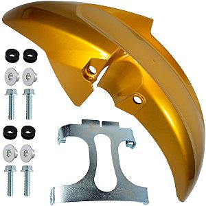 Paralama dianteiro CG160 Titan 2022 amarelo dourado com parafusos e suporte