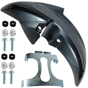 Paralama dianteiro CG160 Titan 2022 a 2023 cinza prata com parafusos e suporte