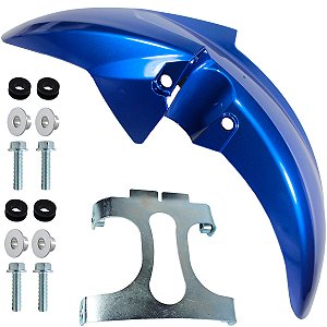 Paralama dianteiro CG150 Fan Titan 2014 a 2015 CG160 Titan 2018 azul com parafusos e suporte