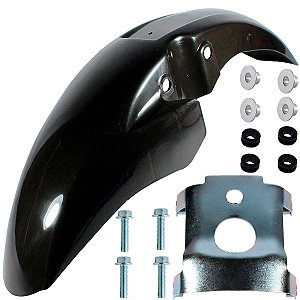 Paralama dianteiro CG150 Fan Titan Mix 2009 a 2013 preto com parafusos e suporte