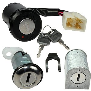 Kit conjunto travas chave ignição Pop110 Pop110I 2016 a 2019 contato trava guidão banco 3 peças