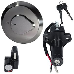 Kit conjunto travas chave ignição NXR125 NXR150 Bros 2003 a 2005 contato tampa do tanque trava capacete 3 peças