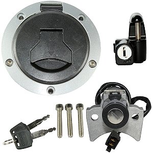 Kit conjunto travas chave ignição XRE300 2016 a 2018 contato tampa do tanque trava do capacete 3 peças