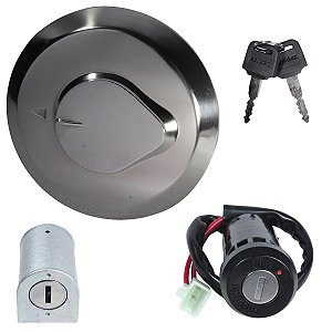 Kit conjunto travas chave ignição CG125 Fan 2009 a 2013 contato tampa do tanque trava do banco 3 peças