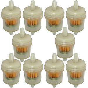 Kit 10 filtros de combustível motos carburadas CG125 CG150 YBR125 XTZ125 C100 Biz100 Biz125 XTZ125