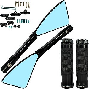 Par de manopla acelerador com retrovisor rizoma CG125 CG150 CG160 Fan Titan Start Bros XRE CB300 YBR XTZ CB250 Twister