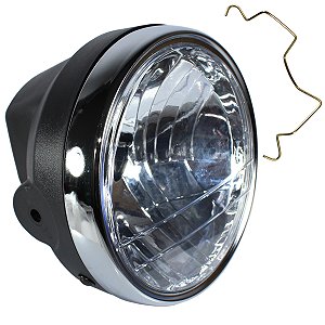 Farol completo CG150 Titan Sport 2004 a 2008 aro cromado bloco globo optico