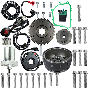 Kit sistema para conversão em partida elétrica completo Pop110 Pop110I 2016 em diante com parafusos da tampa lateral