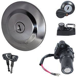 Kit conjunto travas chave ignição YBR125 XTZ125 2006 a 2007 contato tampa do tanque trava tampa lateral 3 peças